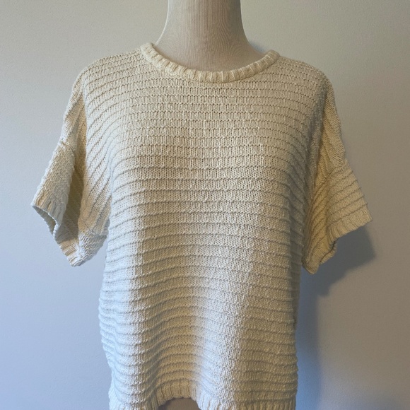 Madewell Knit Lace-back Short Sleeve Sweater ~ MEDIUM - Picture 3 of 9